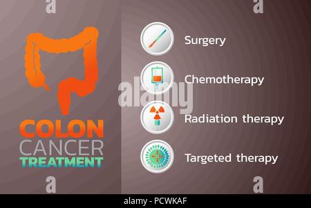 L'icône de traitement du cancer du côlon, la conception de la santé, de l'infographie infographie médicale. Vector illustration Illustration de Vecteur