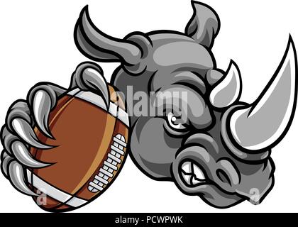 Football américain Rhino Mascot Illustration de Vecteur