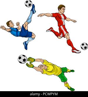 Joueurs de football soccer dessin animé Illustration de Vecteur