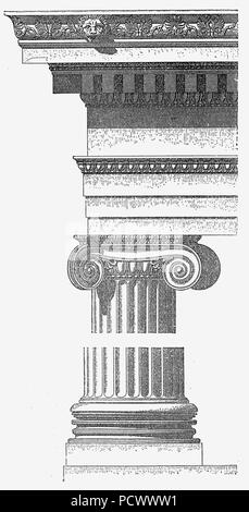 L'ordre ionique, Athena Polias capital temple à Priène, Grèce, gravure d'époque Banque D'Images