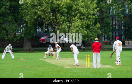 Edinburgh, Scotland, UK ; 4 août 2018. Match de cricket local derby entre Morton et de Marchmont Edimbourg jouant dans l'Est de l'Ecosse Division de Ligue 1 sur les prés à Édimbourg. Credit : Iain Masterton/Alamy Live News Banque D'Images