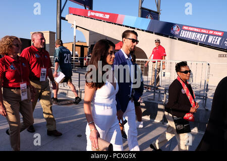 L'Ohio, aux États-Unis. 4 août 2018. Michael Phelps lors de la cérémonie de consécration à Tom Benson Hall of Fame Stadium à Canton, Ohio. Jason Pohuski/CSM Crédit : Cal Sport Media/Alamy Live News Banque D'Images