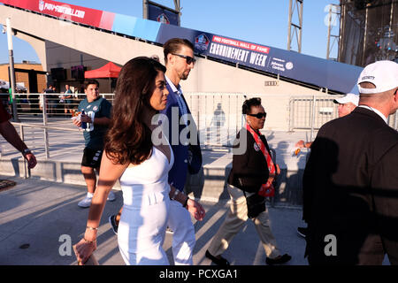 L'Ohio, aux États-Unis. 4 août 2018. Michael Phelps lors de la cérémonie de consécration à Tom Benson Hall of Fame Stadium à Canton, Ohio. Jason Pohuski/CSM Crédit : Cal Sport Media/Alamy Live News Banque D'Images