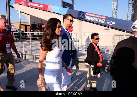 L'Ohio, aux États-Unis. 4 août 2018. Michael Phelps lors de la cérémonie de consécration à Tom Benson Hall of Fame Stadium à Canton, Ohio. Jason Pohuski/CSM Crédit : Cal Sport Media/Alamy Live News Banque D'Images