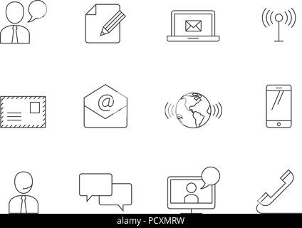 Icônes Contour - Communication Illustration de Vecteur