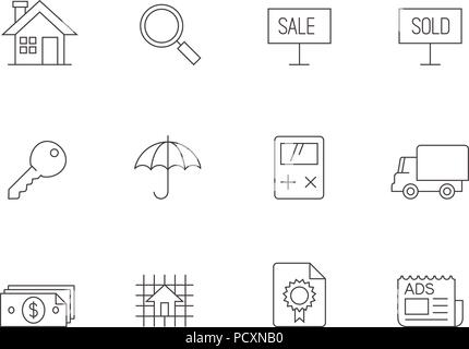 Contours Icons - Real Estate Illustration de Vecteur