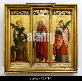 Ailes retable, Ste Catherine, St Agnes, et Saint Paul, par le Meister von Messkirch, ch. 1520-1530, l'épinette Banque D'Images