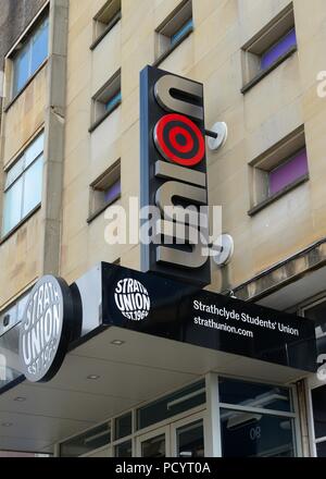 Le Strathclyde University Students' Union entrée de l'édifice et de signer à Glasgow, Écosse, Royaume-Uni, Europe Banque D'Images