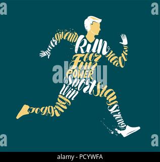 Remise en forme, jogging ou exécuter concept. La conception typographique, vector illustration Illustration de Vecteur