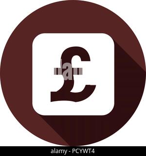 Vecteur. Carré blanc avec une livre sterling icône sur un cercle marron foncé Illustration de Vecteur
