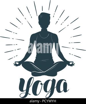 Logo de yoga ou l'étiquette. Fitness, symbole de méditation. Vector illustration Illustration de Vecteur