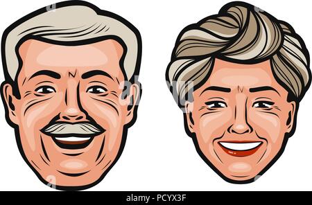 Les personnes âgées. Heureux grand-père et grand-mère. Cartoon vector illustration Illustration de Vecteur