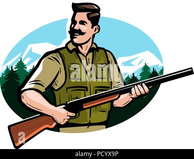 Fusil de chasse tient dans ses mains. Chasse La chasse, vector illustration Illustration de Vecteur