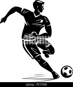 Joueur de football, silhouette. Vector illustration Illustration de Vecteur