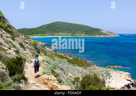 Sentier des douaniers, sentier de randonnée, Cap Corse, Corse, France Banque D'Images