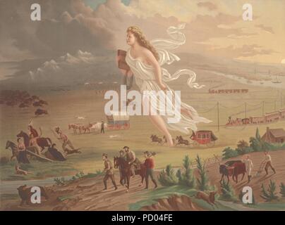 American Progress (1872) par John Gast. Banque D'Images
