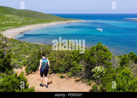 Sentier des douaniers, sentier de randonnée, Cap Corse, Corse, France Banque D'Images