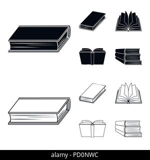 Différents types de livres. Livres collection set icônes de style du contour noir, symbole vecteur illustration de stock . Illustration de Vecteur