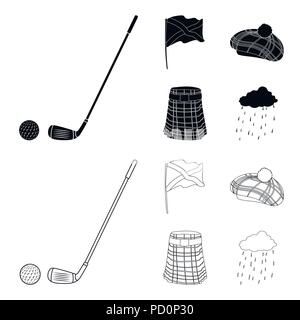 Drapeau, kilt, temps pluvieux, cap.Ecosse pays icônes collection en noir,style Contour Symbole vecteur illustration de stock . Illustration de Vecteur