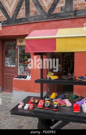 Toffelmakaren Sabotier Shop, la place Lilla Torg, Malmo, Suède Banque D'Images