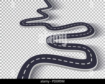 Route sinueuse Transparent isolés effet spécial. Emplacement route chemin modèle infographique. Vector EPS 10 Illustration de Vecteur