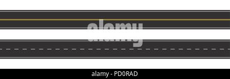 Ensemble de marquage routier homogène sur un arrière-plan blanc isolé. Vue d'en haut. La route droite Infographie Modèles. Vector EPS 10 Illustration de Vecteur