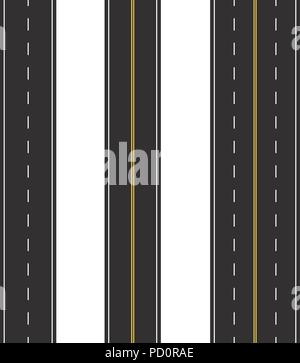 Ensemble de marquage routier homogène sur un arrière-plan blanc isolé. Vue d'en haut. La route droite Infographie Modèles. Vector EPS 10 Illustration de Vecteur