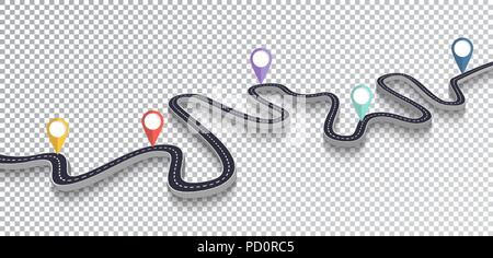 Route sinueuse Transparent isolés effet spécial. Emplacement route chemin modèle infographique. Vector EPS 10 Illustration de Vecteur