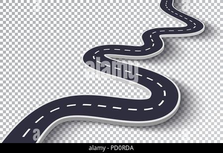 Route sinueuse Transparent isolés effet spécial. Emplacement route chemin modèle infographique. Vector EPS 10 Illustration de Vecteur