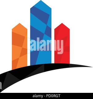 Low poly real estate building concept design de logo Vector Illustration de Vecteur