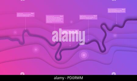 Carte routière des infographies modèle. Route sinueuse timeline illustration. Travel et voyage à vélo creative banner. Vector EPS 10 Illustration de Vecteur