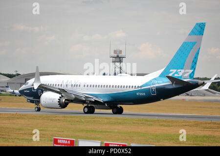 La preuve de son Boeing 737MAX au Farnborough International Airshow 2018 Banque D'Images