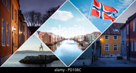 Collage de la ville de Trondheim en Norvège Banque D'Images