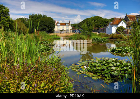 L'étang du village et l'Elms, où Rudyard Kipling a vécu, dans le village de Rottingdean, East Sussex, Angleterre, Royaume-Uni Banque D'Images