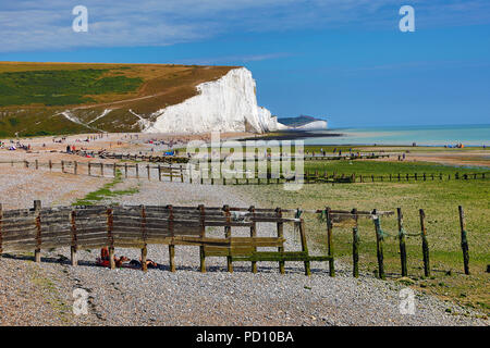 Les sept Sœurs, les falaises de craie Cuckmere Haven, West Sussex, Angleterre, Royaume-Uni Banque D'Images