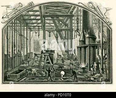 Cette illustration dates pour les années 1870 et montre une fonderie, un atelier ou une usine pour la coulée du métal, en Angleterre dans les années 1870. Banque D'Images