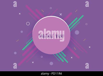 Carte de remerciement. Lettrage, bannière, avec bouton rond et décor géométrique abstraite des éléments. Merci de phrase. Vector illustration. Illustration de Vecteur