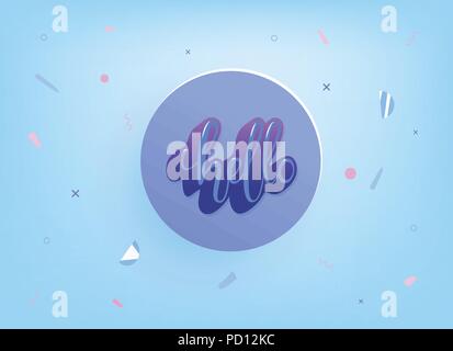 Bonjour autocollant avec badge rond. Bonjour devis pour bannière, affiche, réseaux de médias sociaux. Vector illustration. Illustration de Vecteur