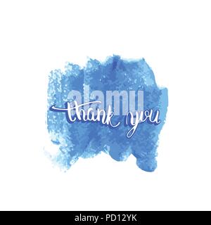 Carte de remerciement. Bannière avec lettrage manuscrit aquarelle et la texture. Merci de phrase. Vector illustration. Illustration de Vecteur