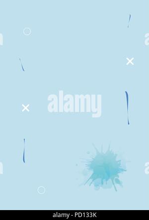 Résumé fond bleue verticale avec des éléments à l'aquarelle. Temlate géométrique. Vector illustration. Illustration de Vecteur