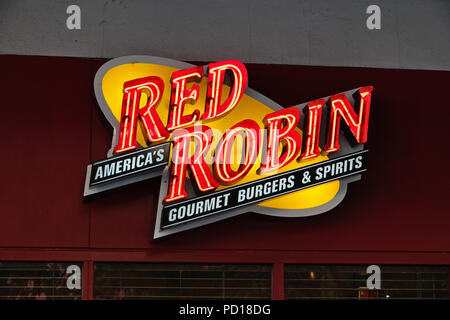 Red Robin logo. Bellevue, WA, USA. Août 2018 Banque D'Images