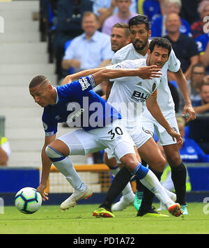 Liverpool, Royaume-Uni. Le 04 août, 2018. Richarlison d'Everton pendant le match amical d'avant saison entre Everton et Valencia à Goodison Park le 4 août 2018 à Liverpool, en Angleterre. (Photo par Tony Taylor/phcimages.com) : PHC Crédit Images/Alamy Live News Banque D'Images