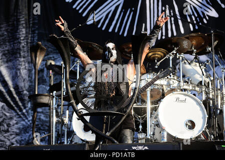 Le Wacken, Deutschland. 09Th Aug 2018. Adam Darski Béhémoth de vivre à la 29e Wacken Open Air - W : O : UN 2018. Le Wacken, 02.08.2018 | Conditions de crédit dans le monde entier : dpa/Alamy Live News Banque D'Images