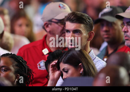 Canton, OH, USA. 4 Août, 2018. Michael Phelps à la 2018 Pro Football Hall of Fame Intronisation à Canton, Ohio, le 4 août 2018. Credit : Mpi34/media/Alamy Punch Live News Banque D'Images