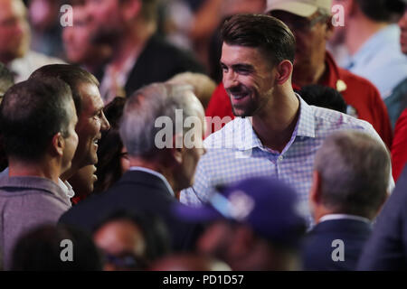 Canton, OH, USA. 4 Août, 2018. Michael Phelps à la 2018 Pro Football Hall of Fame Intronisation à Canton, Ohio, le 4 août 2018. Credit : Mpi34/media/Alamy Punch Live News Banque D'Images