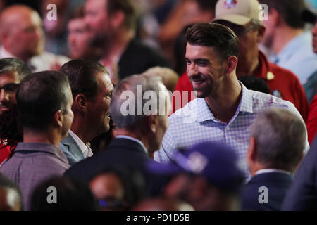 Canton, OH, USA. 4 Août, 2018. Michael Phelps à la 2018 Pro Football Hall of Fame Intronisation à Canton, Ohio, le 4 août 2018. Credit : Mpi34/media/Alamy Punch Live News Banque D'Images