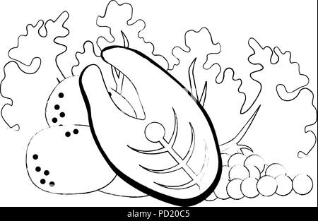 Salade avec du saumon et des pommes de terre de l'alimentation saine Illustration de Vecteur