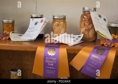 Gagnants du ruban dans le poisson en conserve la concurrence au comté de Benton juste à Corvallis, Oregon, USA. Banque D'Images
