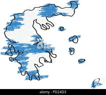 Esquisse d'une carte de la Grèce Illustration de Vecteur