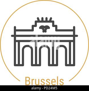 Bruxelles, Belgique l'icône de la ligne du vecteur Illustration de Vecteur